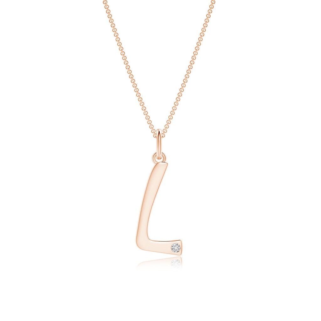 1.5mm HSI2 Gypsy Set Diamond Capital "L" Initial Pendant in 9K Rose Gold