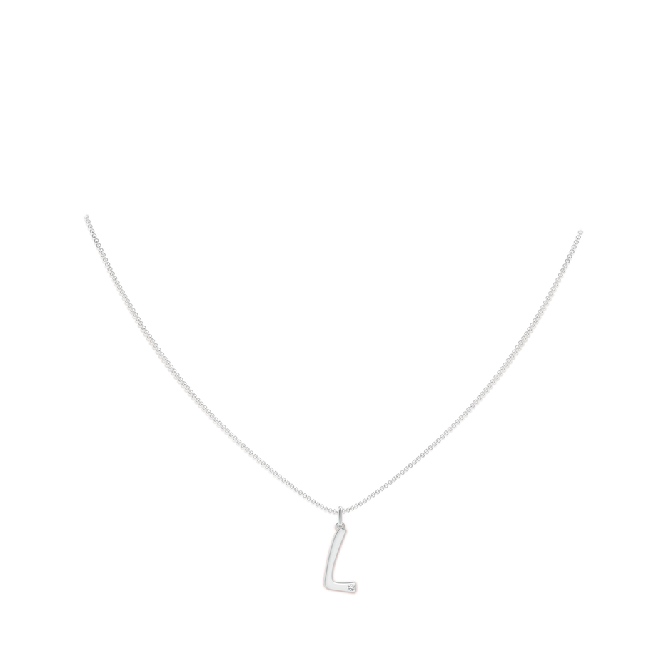 1.5mm HSI2 Gypsy Set Diamond Capital "L" Initial Pendant in Rose Gold body-neck