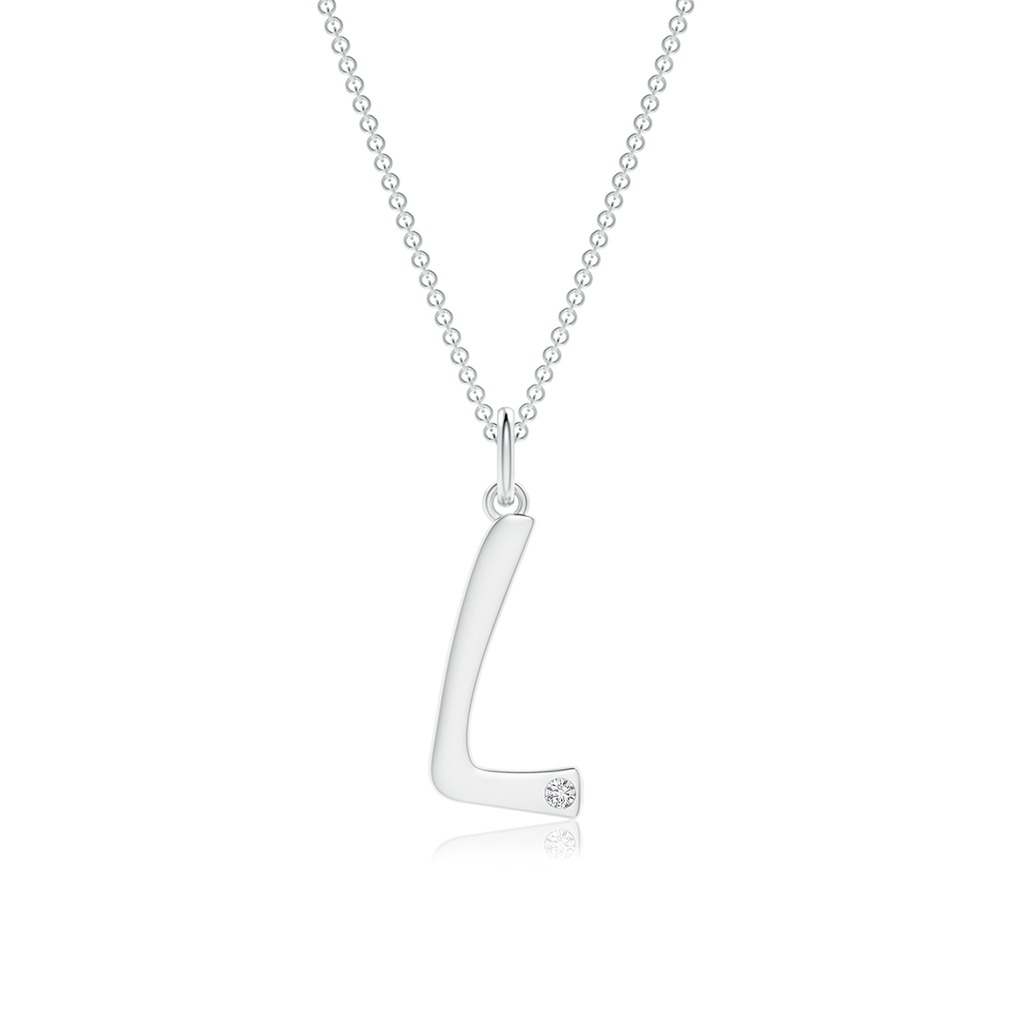 1.5mm HSI2 Gypsy Set Diamond Capital "L" Initial Pendant in White Gold