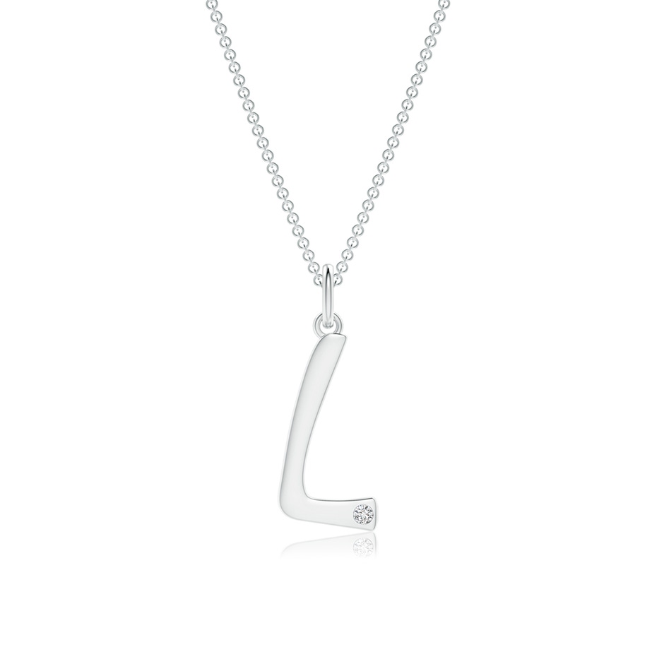 1.5mm HSI2 Gypsy Set Diamond Capital "L" Initial Pendant in White Gold 