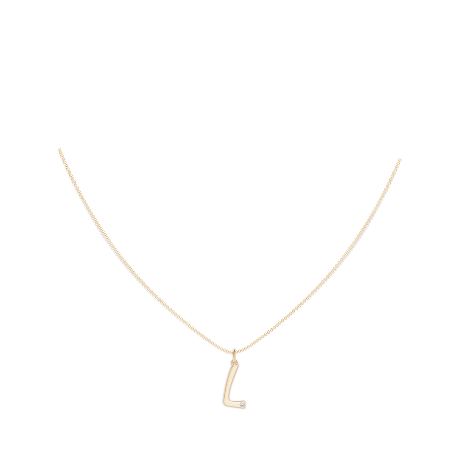 1.5mm HSI2 Gypsy Set Diamond Capital "L" Initial Pendant in Yellow Gold body-neck