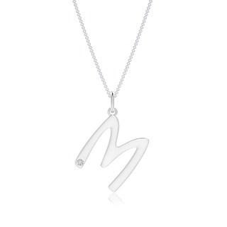 1.5mm HSI2 Gypsy Set Diamond Capital "M" Initial Pendant in P950 Platinum