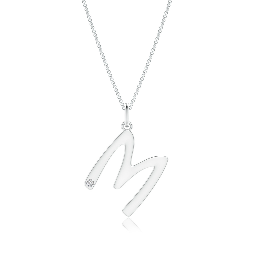 1.5mm HSI2 Gypsy Set Diamond Capital "M" Initial Pendant in White Gold