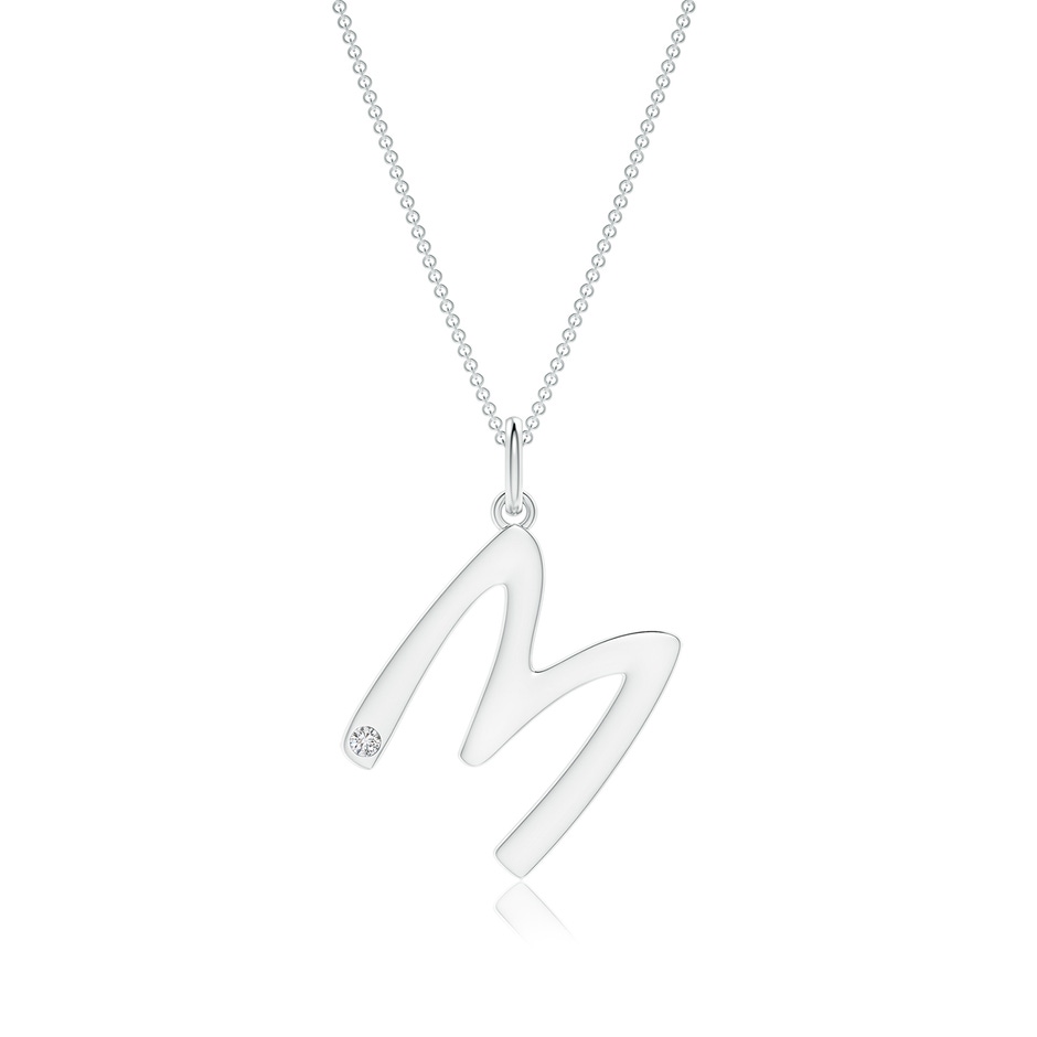 1.5mm HSI2 Gypsy Set Diamond Capital "M" Initial Pendant in White Gold 