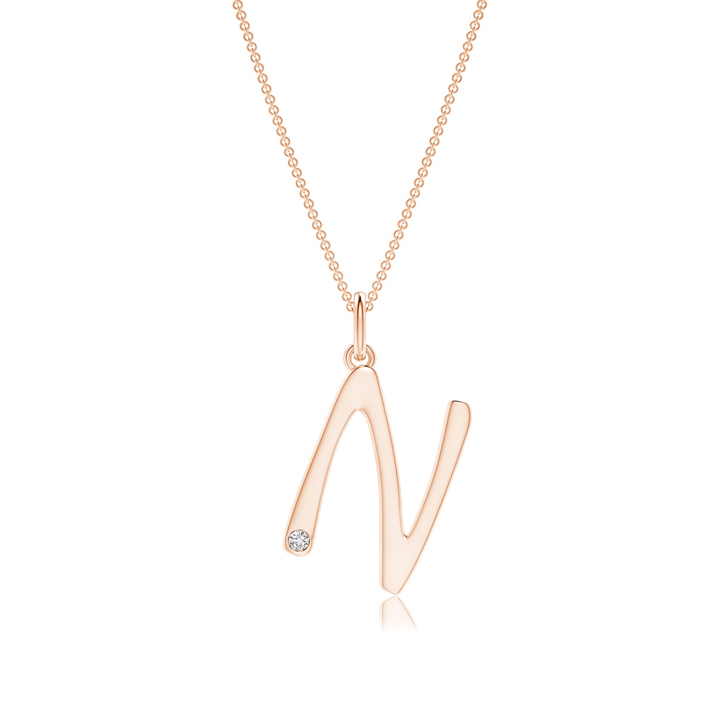1.5mm HSI2 Gypsy Set Diamond Capital "N" Initial Pendant in Rose Gold