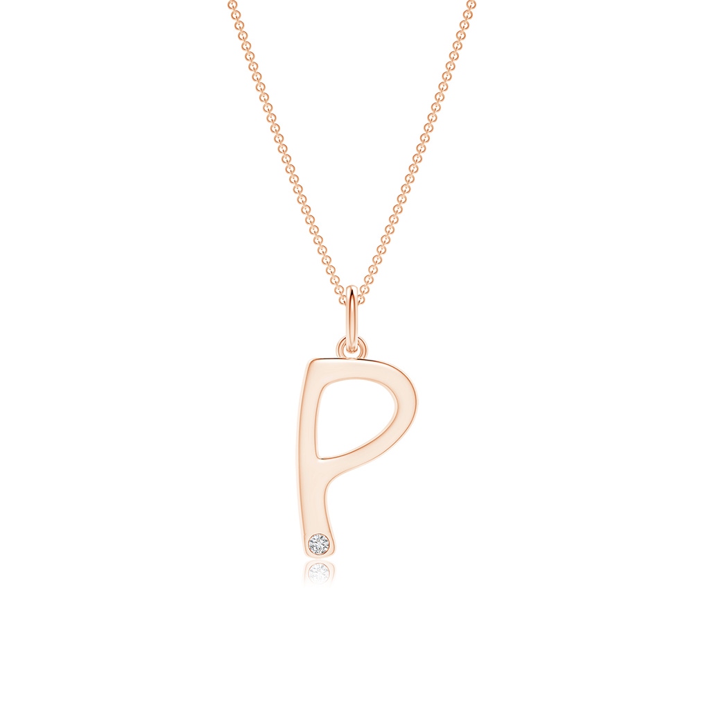 1.5mm HSI2 Gypsy Set Diamond Capital "P" Initial Pendant in Rose Gold