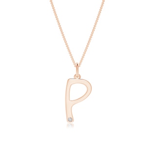 1.5mm HSI2 Gypsy Set Diamond Capital "P" Initial Pendant in Rose Gold