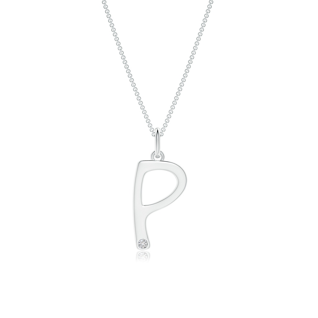 1.5mm HSI2 Gypsy Set Diamond Capital "P" Initial Pendant in White Gold