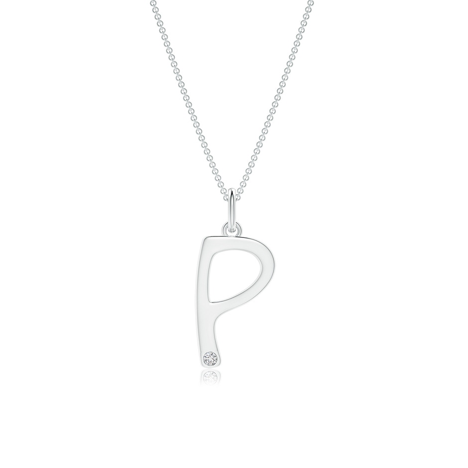 1.5mm HSI2 Gypsy Set Diamond Capital "P" Initial Pendant in White Gold 