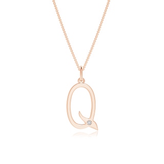 1.5mm HSI2 Gypsy Set Diamond Capital "Q" Initial Pendant in Rose Gold