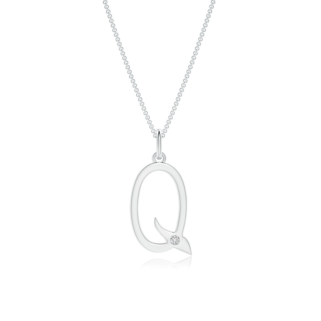 1.5mm HSI2 Gypsy Set Diamond Capital "Q" Initial Pendant in White Gold 