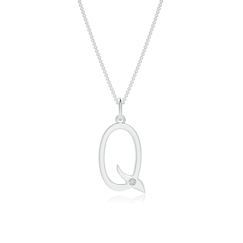 1.5mm HSI2 Gypsy Set Diamond Capital "Q" Initial Pendant in White Gold