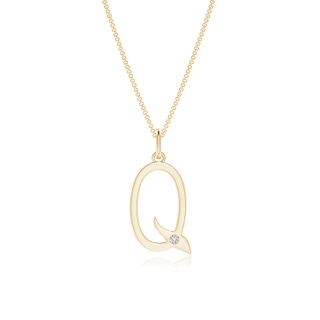 1.5mm HSI2 Gypsy Set Diamond Capital "Q" Initial Pendant in Yellow Gold