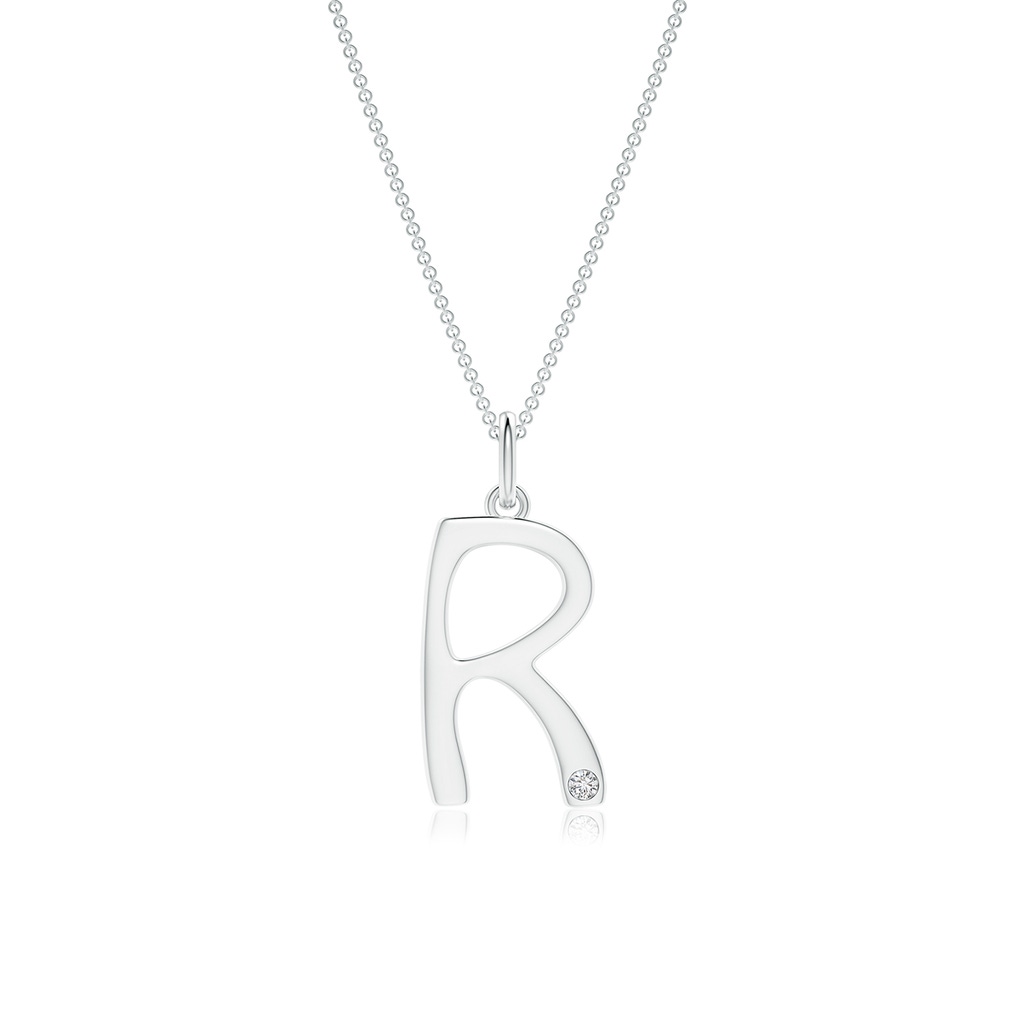 1.5mm HSI2 Gypsy Set Diamond Capital "R" Initial Pendant in White Gold