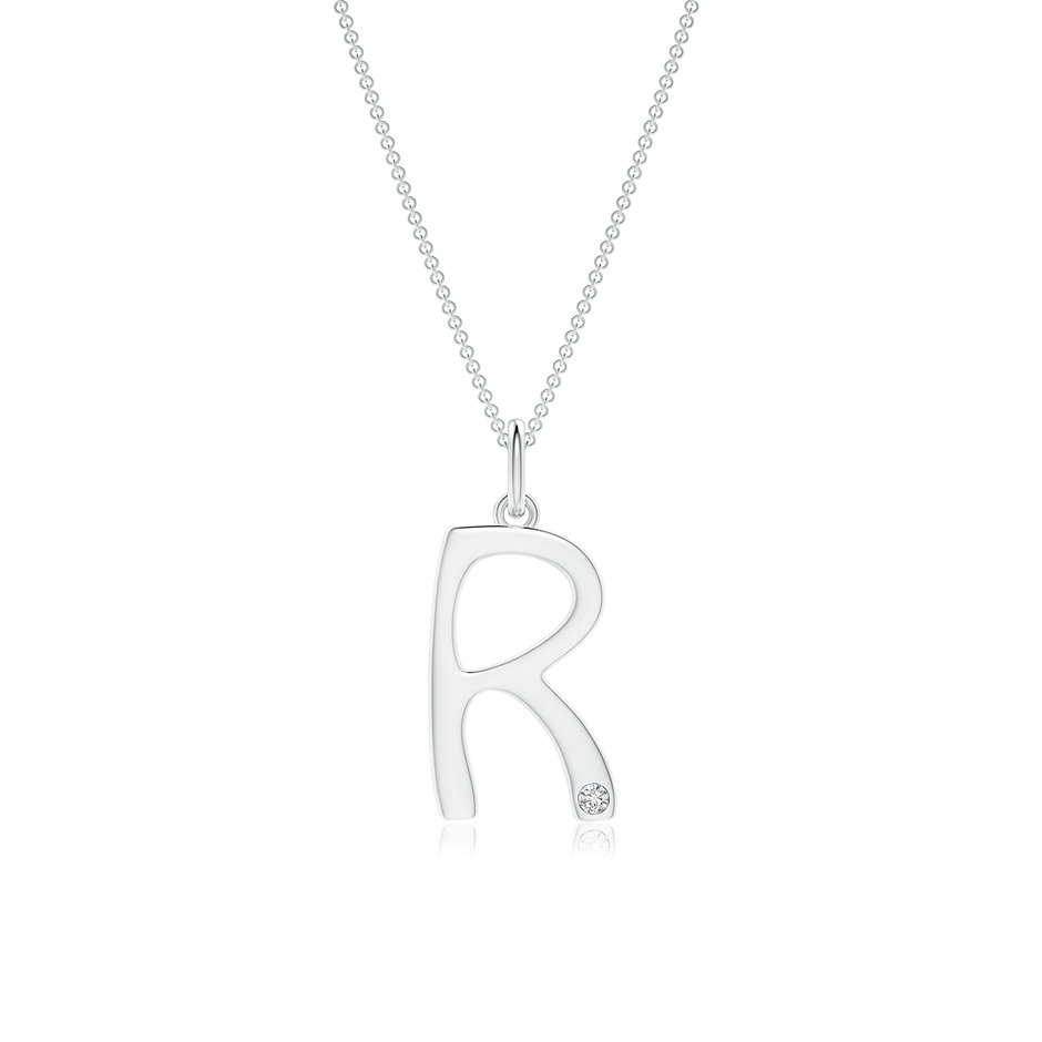 1.5mm HSI2 Gypsy Set Diamond Capital "R" Initial Pendant in White Gold 