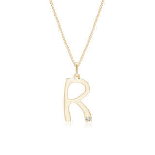 1.5mm HSI2 Gypsy Set Diamond Capital "R" Initial Pendant in Yellow Gold