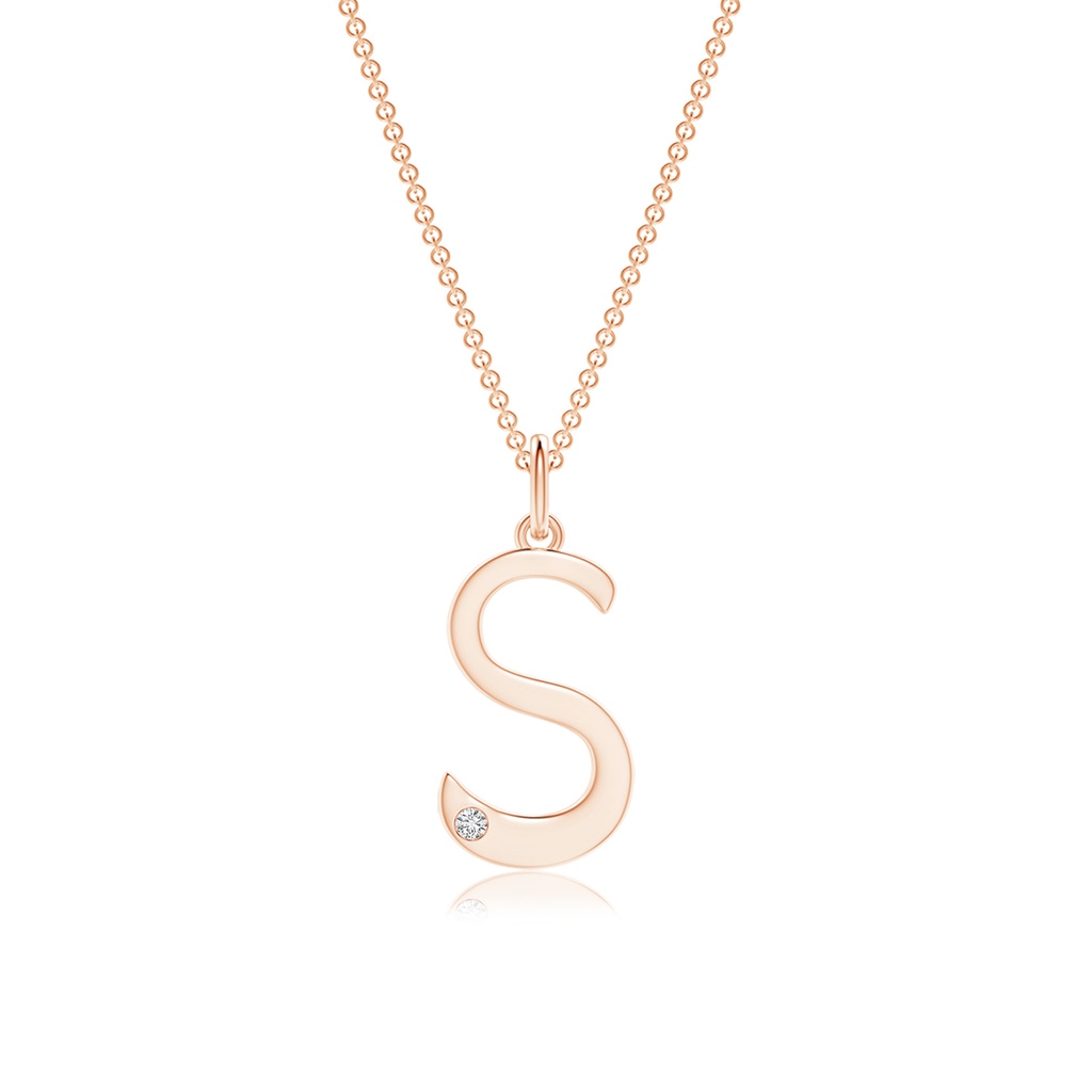 1.5mm HSI2 Gypsy Set Diamond Capital "S" Initial Pendant in 10K Rose Gold