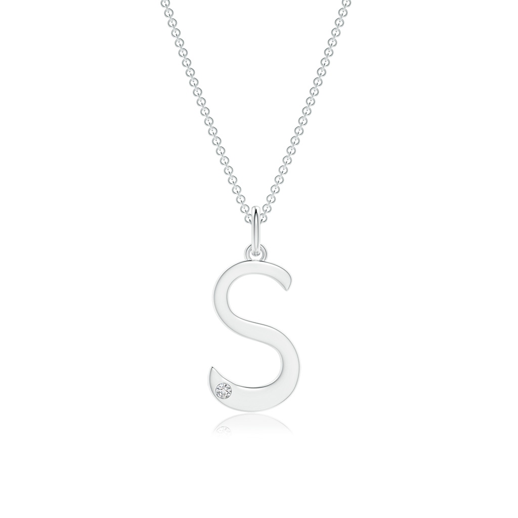 1.5mm HSI2 Gypsy Set Diamond Capital "S" Initial Pendant in White Gold