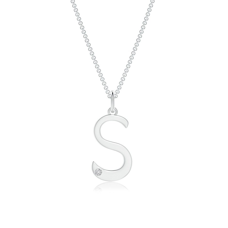 1.5mm HSI2 Gypsy Set Diamond Capital "S" Initial Pendant in White Gold 