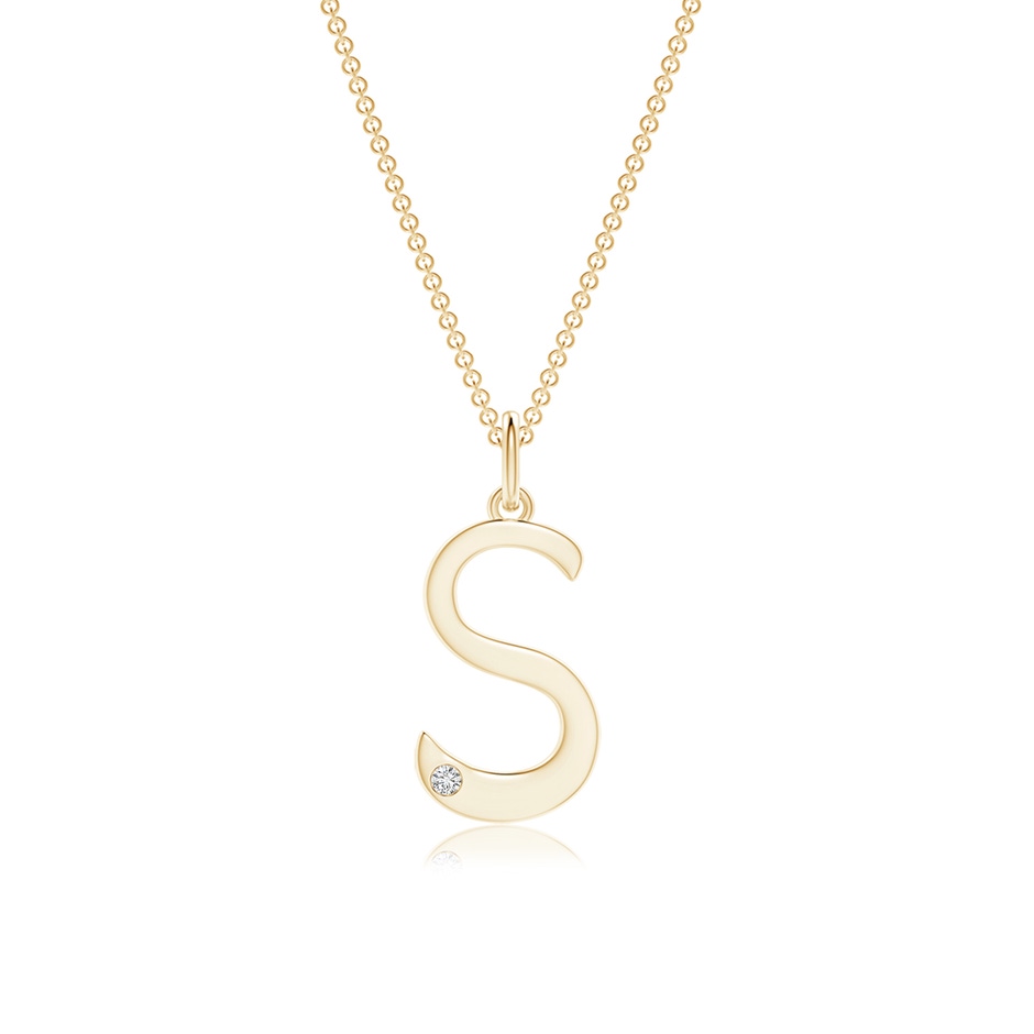 1.5mm HSI2 Gypsy Set Diamond Capital "S" Initial Pendant in Yellow Gold 
