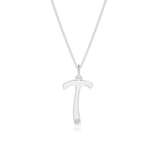 1.5mm HSI2 Gypsy Set Diamond Capital "T" Initial Pendant in White Gold
