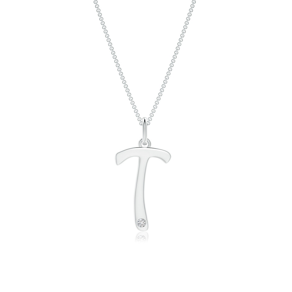 1.5mm HSI2 Gypsy Set Diamond Capital "T" Initial Pendant in White Gold 