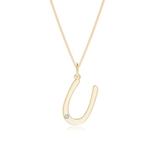 1.5mm HSI2 Gypsy Set Diamond Capital "U" Initial Pendant in Yellow Gold