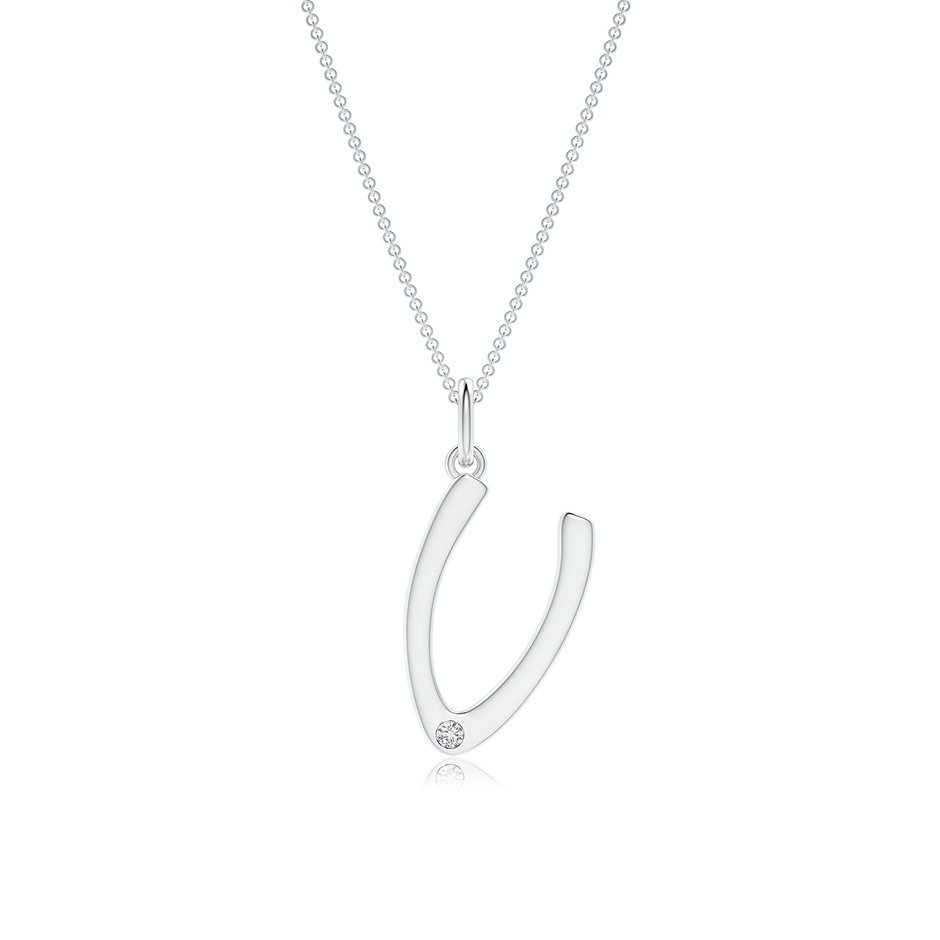 1.5mm HSI2 Gypsy Set Diamond Capital "V" Initial Pendant in White Gold 