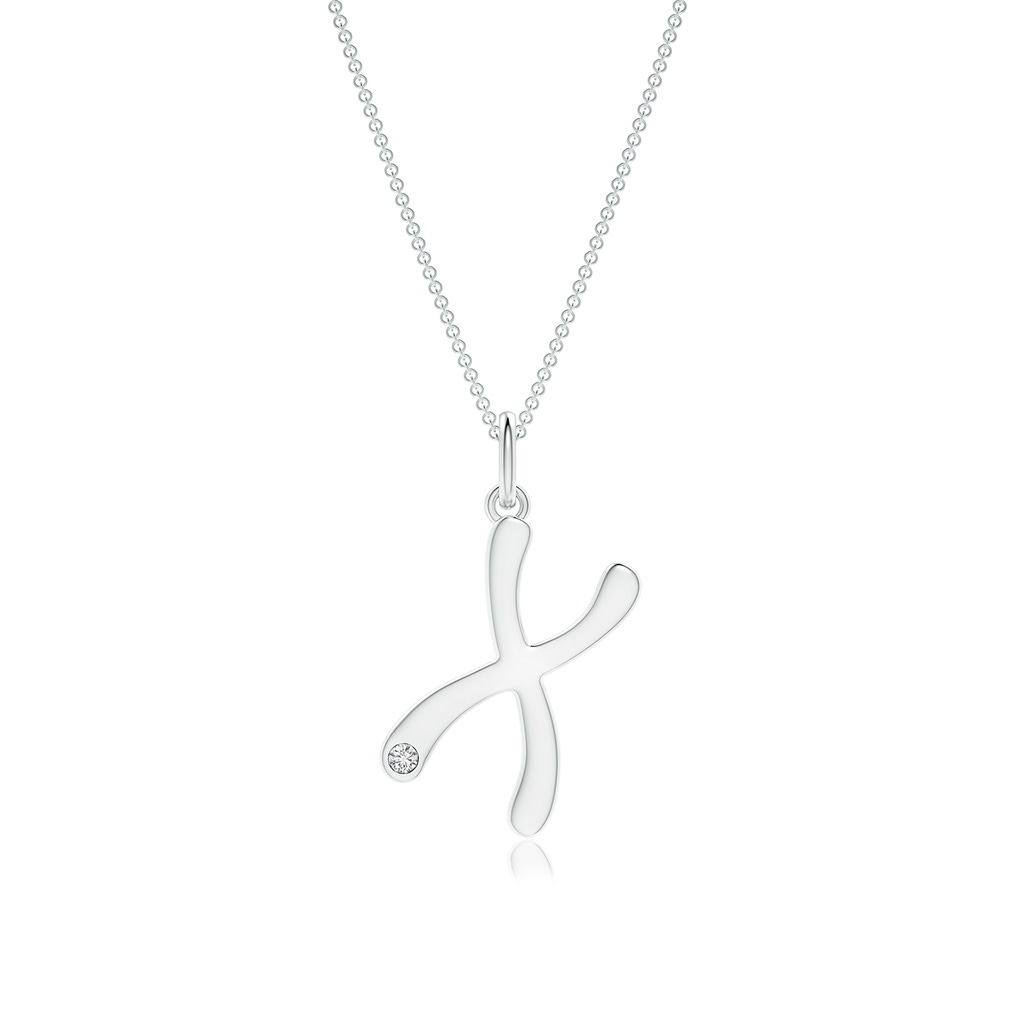 1.5mm HSI2 Gypsy Set Diamond Capital "X" Initial Pendant in White Gold