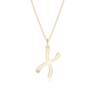 1.5mm HSI2 Gypsy Set Diamond Capital "X" Initial Pendant in Yellow Gold