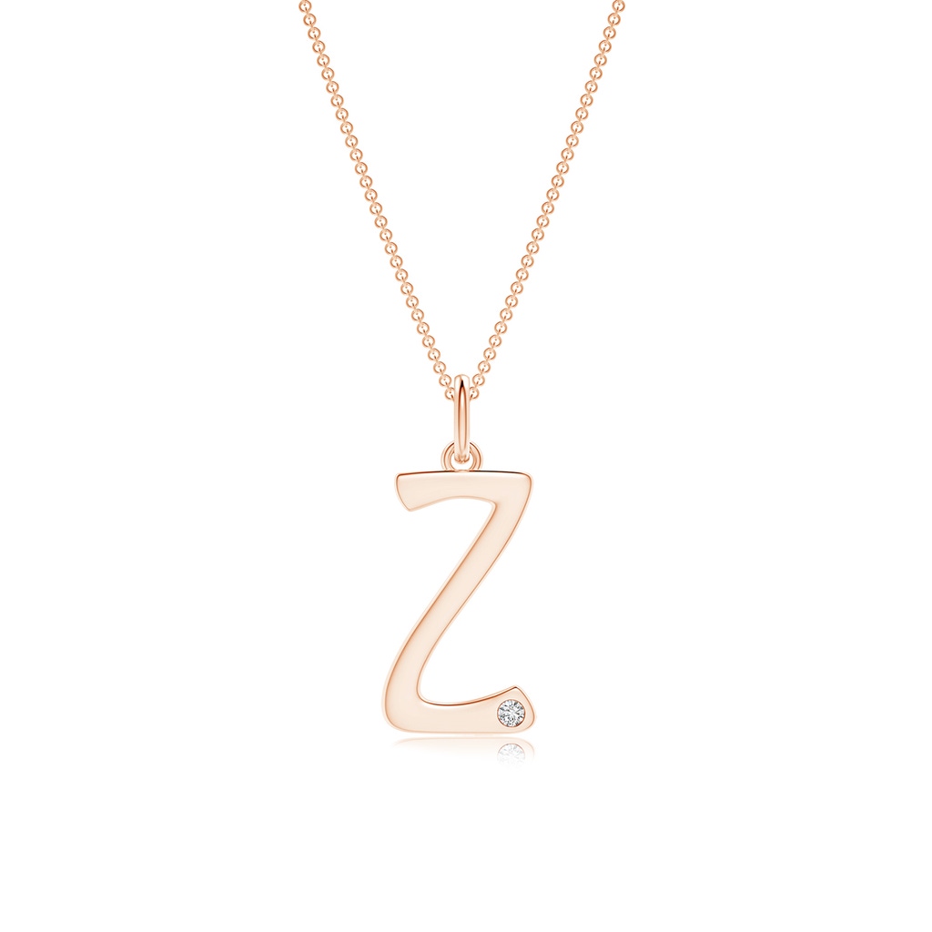 1.5mm HSI2 Gypsy Set Diamond Capital "Z" Initial Pendant in Rose Gold
