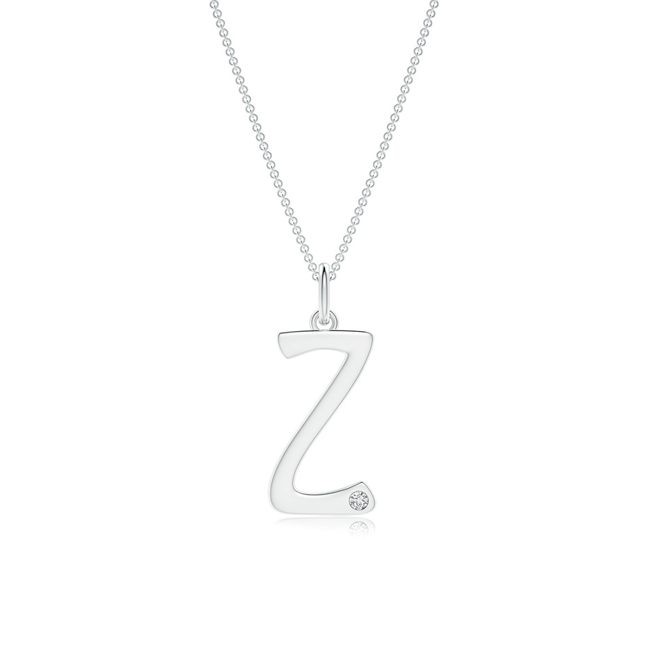 1.5mm HSI2 Gypsy Set Diamond Capital "Z" Initial Pendant in White Gold 