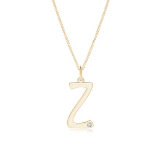 1.5mm HSI2 Gypsy Set Diamond Capital "Z" Initial Pendant in Yellow Gold