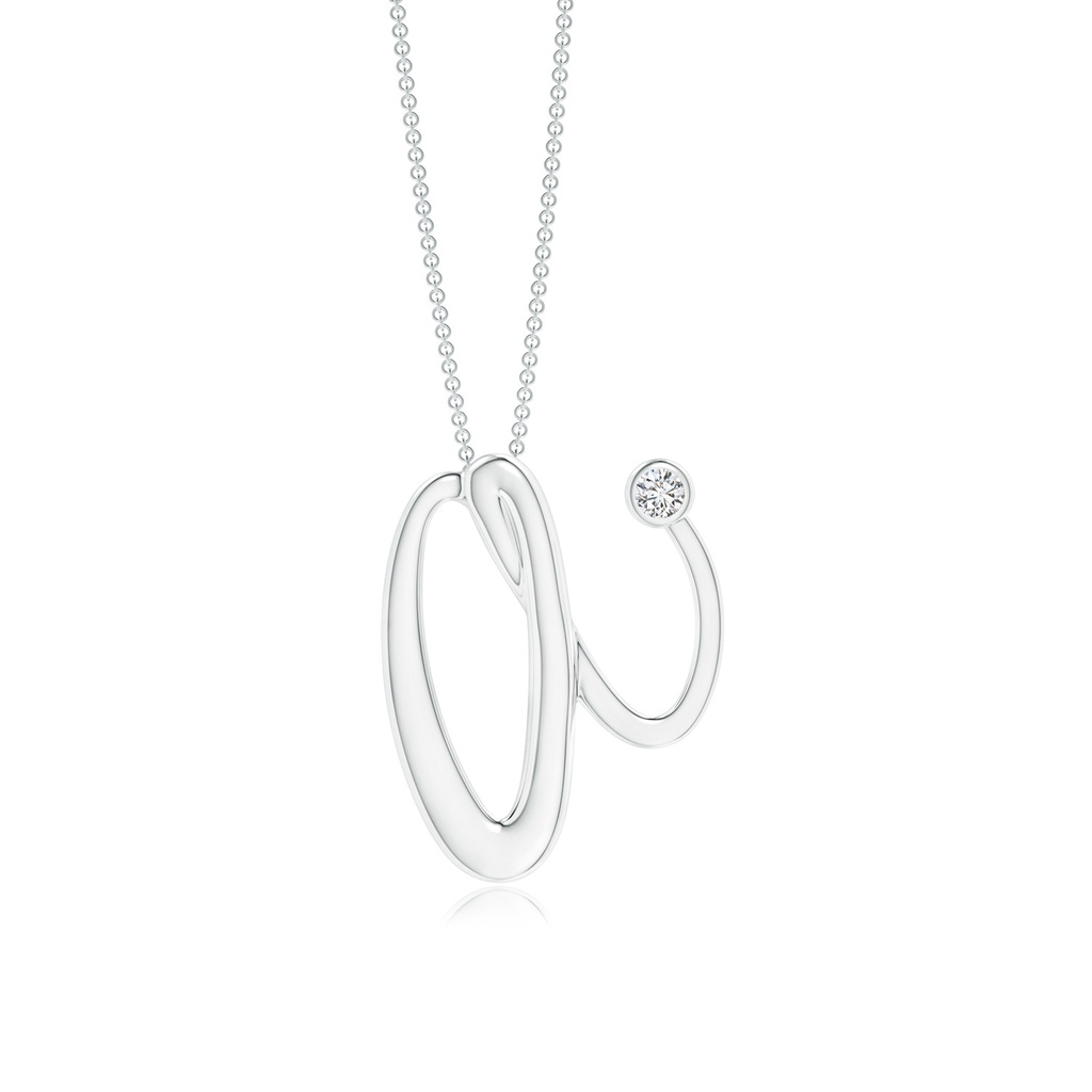 2mm HSI2 Bezel Set Diamond Lowercase "A" Initial Pendant in P950 Platinum
