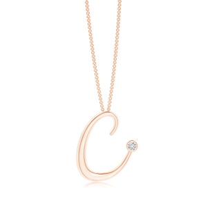 2mm HSI2 Bezel Set Diamond Lowercase "C" Initial Pendant in Rose Gold