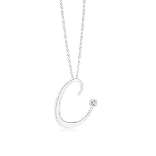 2mm HSI2 Bezel Set Diamond Lowercase "C" Initial Pendant in White Gold