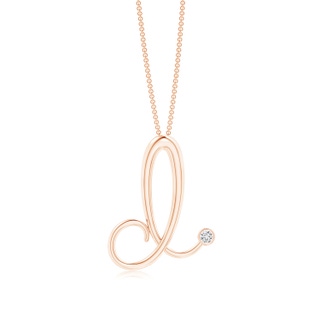 2mm HSI2 Bezel Set Diamond Lowercase "D" Initial Pendant in Rose Gold