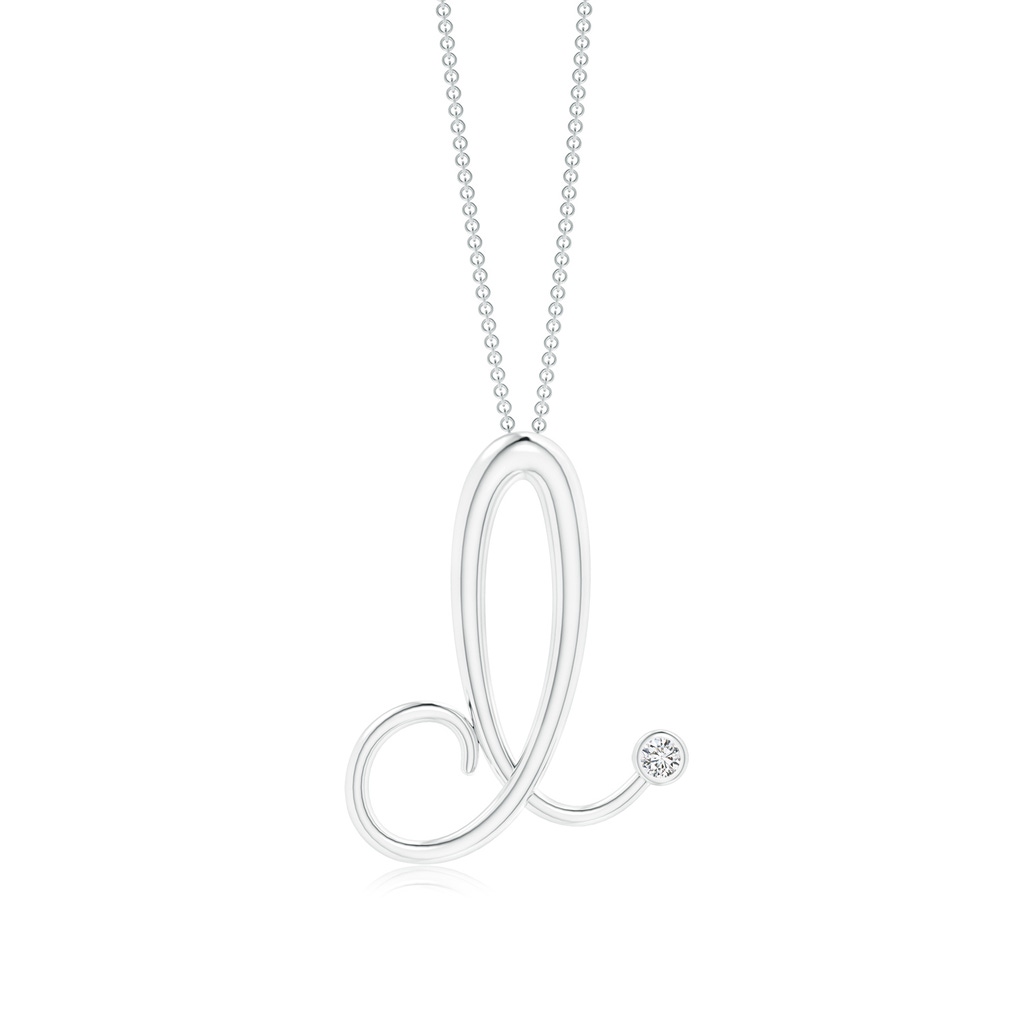 2mm HSI2 Bezel Set Diamond Lowercase "D" Initial Pendant in White Gold 