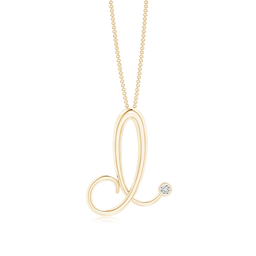 2mm HSI2 Bezel Set Diamond Lowercase "D" Initial Pendant in Yellow Gold