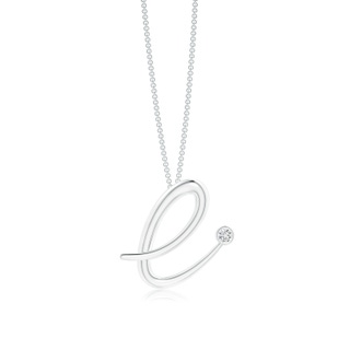 2mm HSI2 Bezel Set Diamond Lowercase "E" Initial Pendant in P950 Platinum