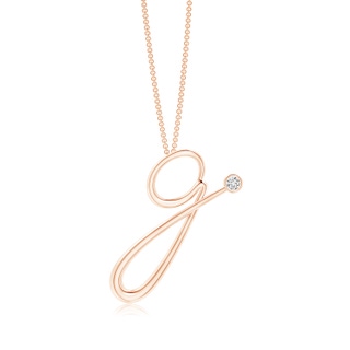 2mm HSI2 Bezel Set Diamond Lowercase "G" Initial Pendant in Rose Gold