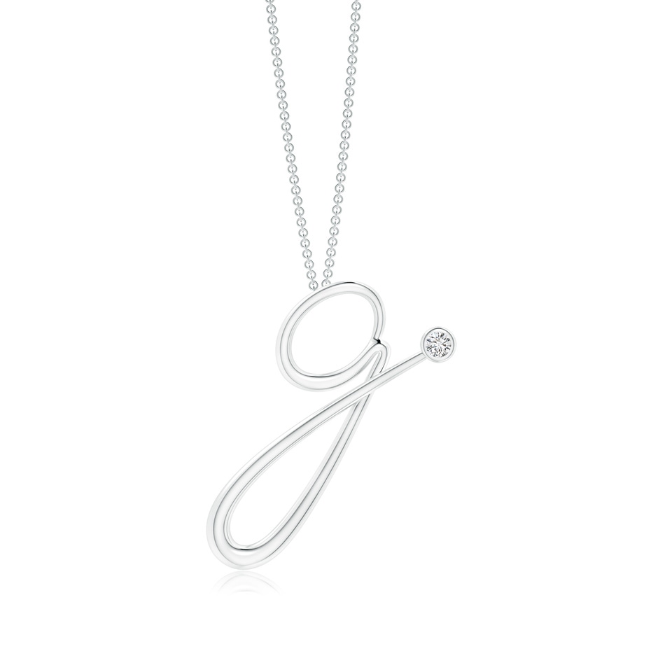 2mm HSI2 Bezel Set Diamond Lowercase "G" Initial Pendant in White Gold 