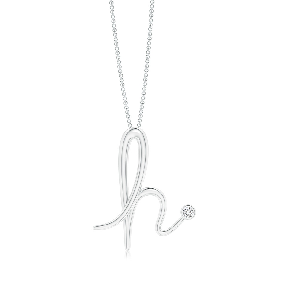 2mm HSI2 Bezel Set Diamond Lowercase "H" Initial Pendant in White Gold 