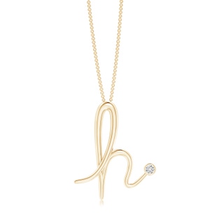 2mm HSI2 Bezel Set Diamond Lowercase "H" Initial Pendant in Yellow Gold