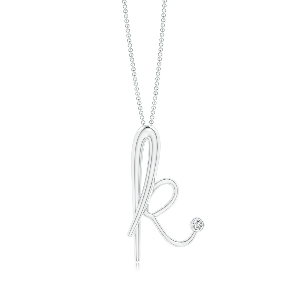 2mm HSI2 Bezel Set Diamond Lowercase "K" Initial Pendant in White Gold 