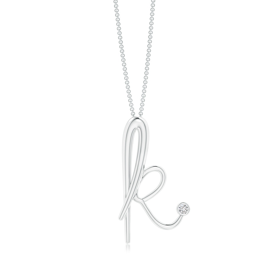 2mm HSI2 Bezel Set Diamond Lowercase "K" Initial Pendant in White Gold 