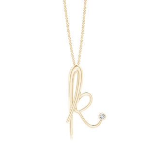 2mm HSI2 Bezel Set Diamond Lowercase "K" Initial Pendant in Yellow Gold