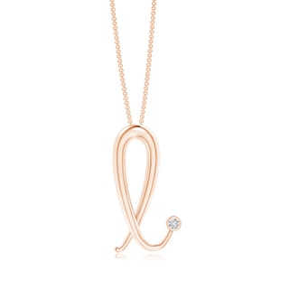 2mm HSI2 Bezel Set Diamond Lowercase "L" Initial Pendant in Rose Gold