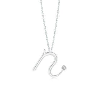 2mm HSI2 Bezel Set Diamond Lowercase "N" Initial Pendant in P950 Platinum