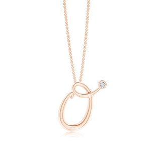 2mm HSI2 Bezel Set Diamond Lowercase "O" Initial Pendant in Rose Gold